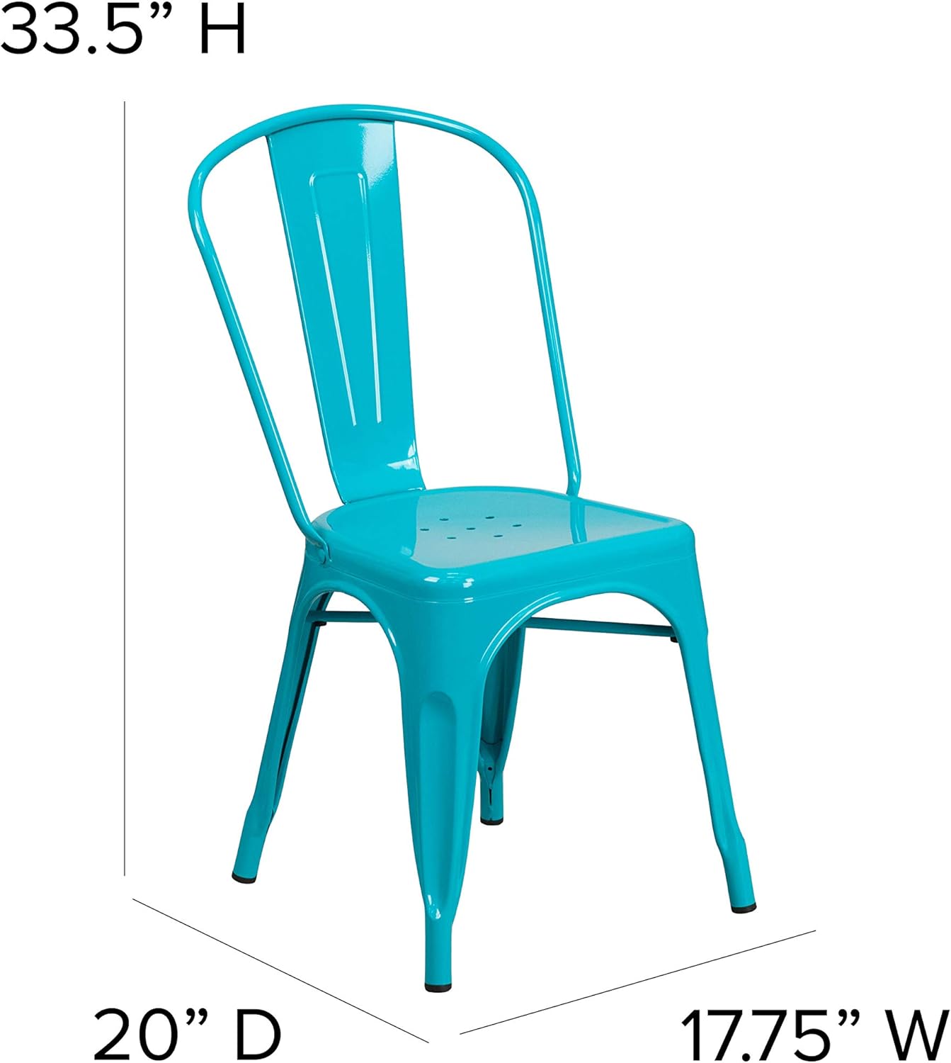 Flash Furniture Commercial Grade 4 Pack Crystal Teal-Blue Metal Indoor-Outdoor Stackable Chair: Garden & Outdoor
