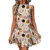 Biacolum Womens Boho Dress Cute All-Over Print Sleeveless Ruffled Mini Dresses Slim Fit Summer Sundress (S-3XL)