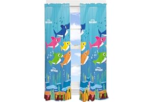 Franco Kids Room Microfiber Window Curtain Panels Drapes Set, 82 in x 63 in, Baby Shark