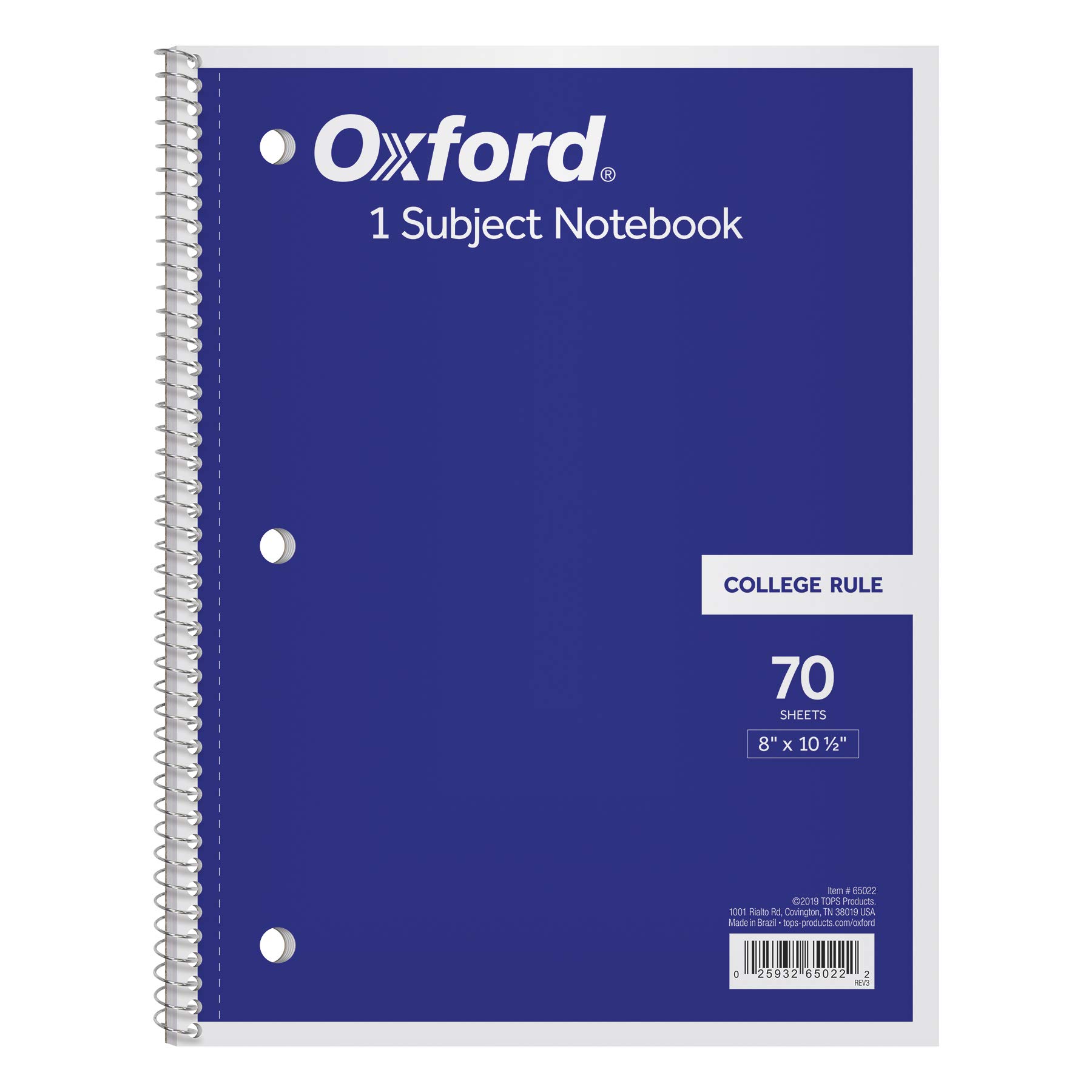 Photo 1 of Oxford 1-Subject Notebook, 8 x 10-1/2, College Rule, 70 Sheets (65022)