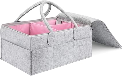 Maidmax Sac A Langer Panier De Rangement Pour Bebe Organiseur Chambre Bebe Rangement Pour Nurserie Range Couches Liste De Naissance Table A Langer Pour Fille Et Garcon Rose Et Gris Amazon Fr Bebes