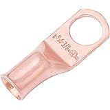SELTERM UL Listed Heavy Duty Wire Lugs, Battery Cable Ends, Bare Copper Eyelets, Tubular Ring Terminals, Closed End Crimp Con