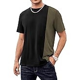 Hardaddy Men's Casual T-Shirts Crewneck Contrast Color Shirts Short Sleeve Color Block Tee Tops