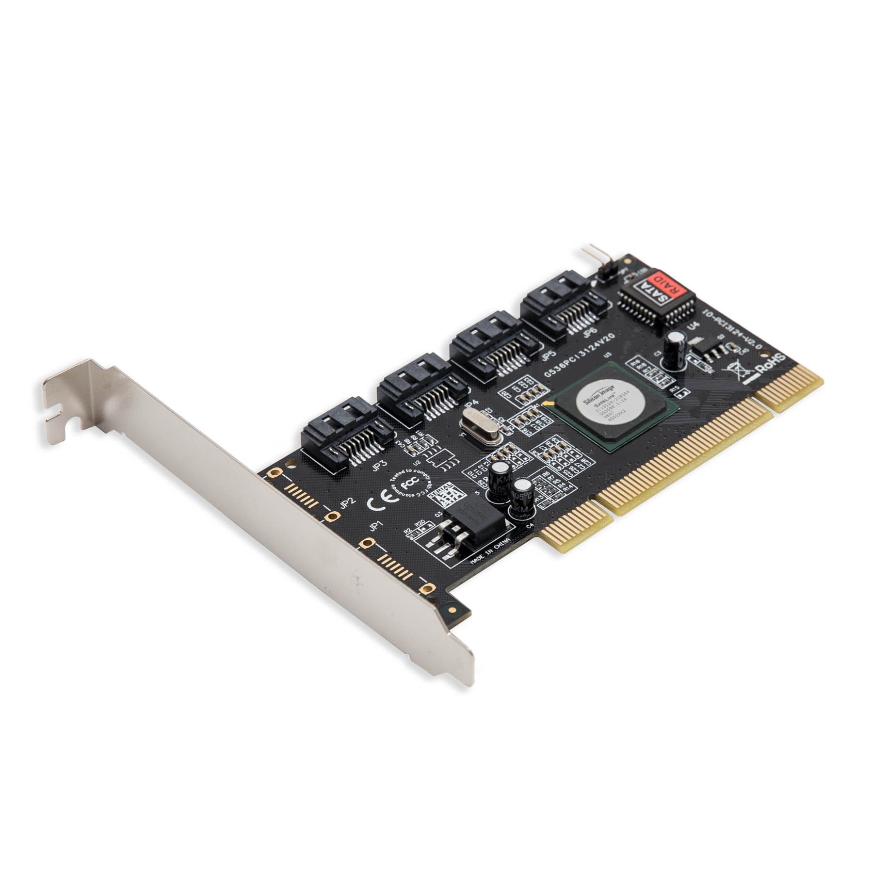 Syba 4 Ports PCI SATA Raid Controller Internal Expansion Card with 2 Sata Cables, PCI to SATA Adapter Converter for Desktop