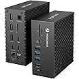 HOPDAY Thunderbolt 3 Dock, 18 in 1 Thunderbolt Docking Station Dual Monitor with Dual 4K@60Hz Display, 8K Displayport, 2 USB C, 7 USB A, Gigabit LAN, SD&TF, 65W DC Power, Audio, Optical Out Black