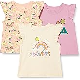 Amazon Essentials Girls and Toddlers' Sleeveless Ruffle T-Shirt