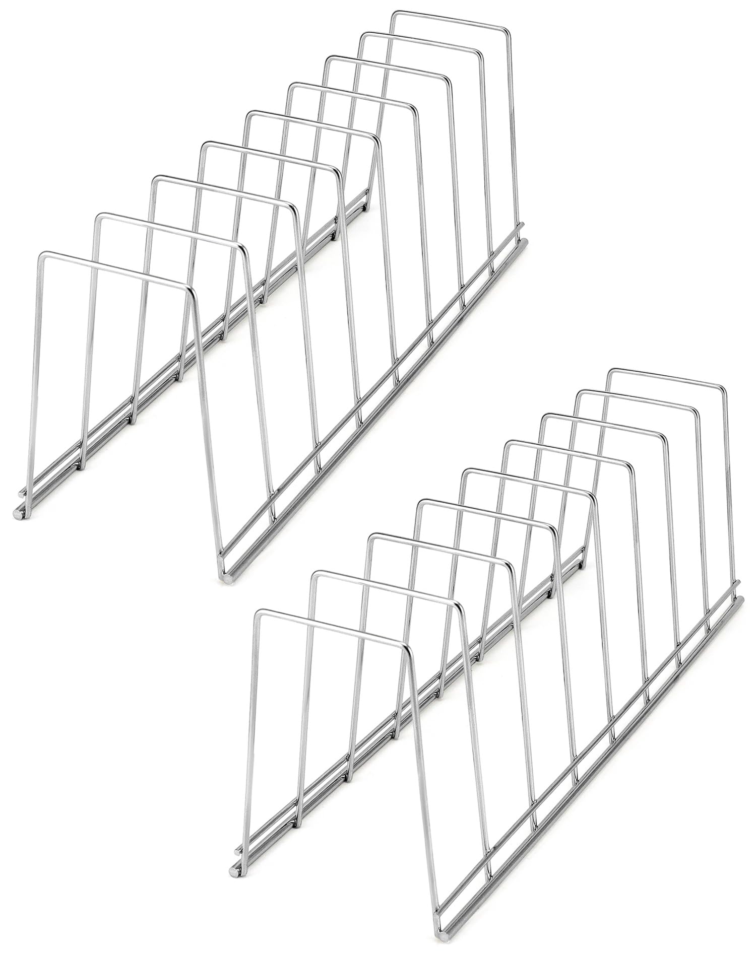 QWORK® 2 Packs Pot Lid Holder, Dish Drain Rack, Chopping Board Holder, Stainless Steel, Kitchen Organizer Rack For Plates, Pot Lid, Pans, Chopping Board