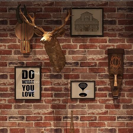 Okydoky Removable Rustic Red Brick Wallpaper Non Stick