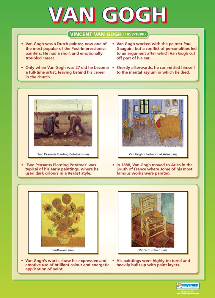 Van Gogh | Art Posters | Laminated Gloss Paper measuring 850mm x 594mm (A1) | Art Class Posters | Education Charts by Daydream Education