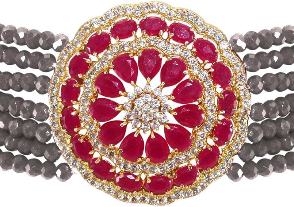 Buy Zoya Gems & Jewellery Beautiful Grey Beaded Choker Necklace Set at Amazon.in