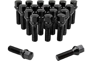 Wheel Accessories Parts 20 Pcs M14 x 1.50 14 x 1.5 Thread Acorn Seat Lug Bolt Black Finish 30mm Shank Length 17mm Hex fits BM