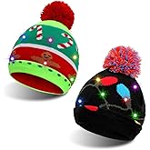 TAGVO LED Light Up Hat Beanie Knit Cap, Colorful LED Xmas Christmas Beanie