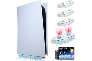 Dobewingdelou Cooling Fan Stand with RGB Light for PS5 2 Speed Fans Lights Up Cooling Station with IR Remote APP Smart Control DIY Decoration Game Console Cool Fan Accessories for PS 5 White