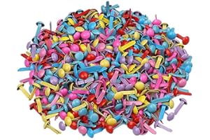 UKD Lot de 200 mini attaches parisiennes rondes multicolores en métal pour papier, estampage, scrapbooking, bricolage, outil 