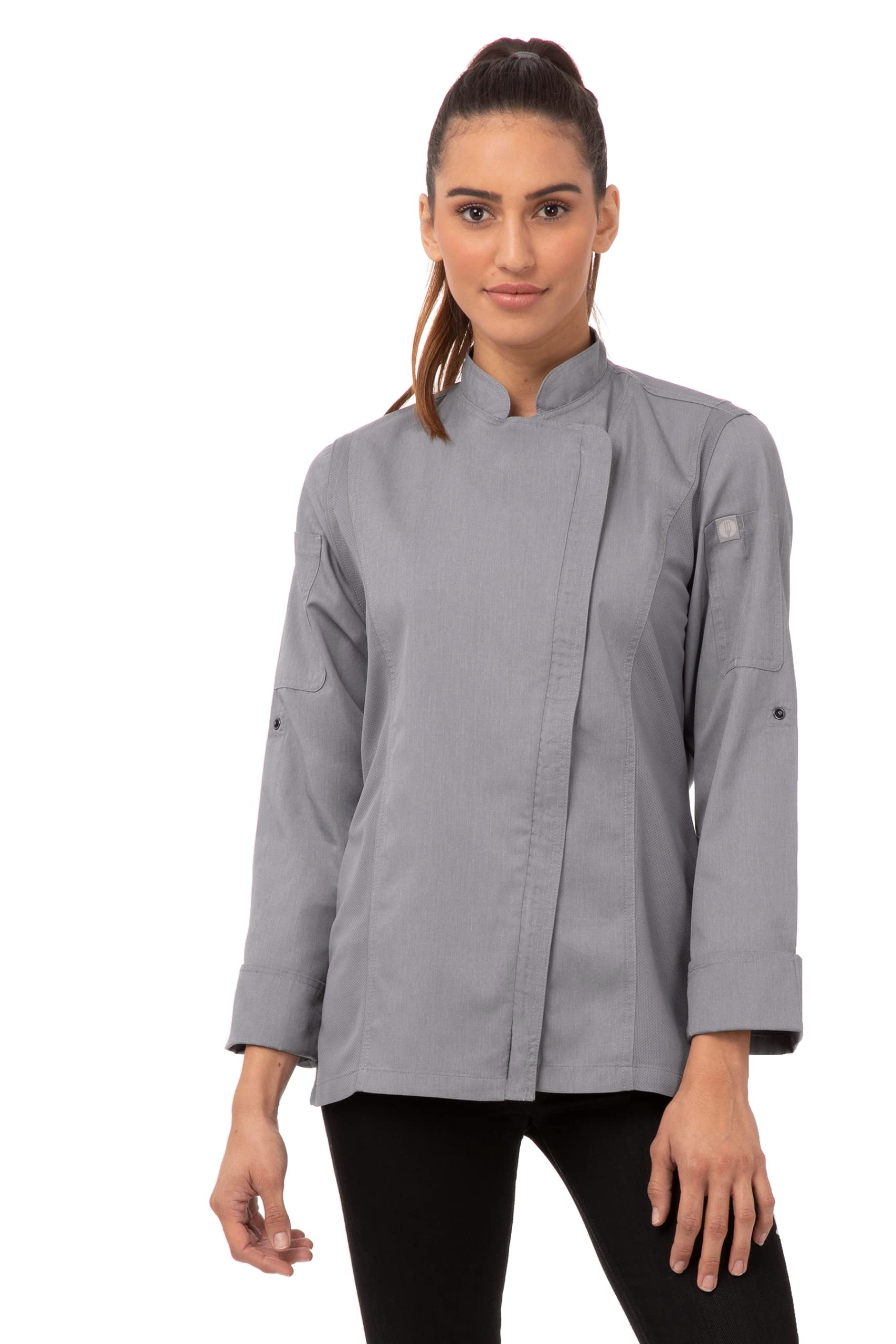 Chef Works Women's Hartford Chef Coat, Grey, 3X-Large Image Chef Works Women's Hartford Chef Coat, Grey, 3X-Large Image