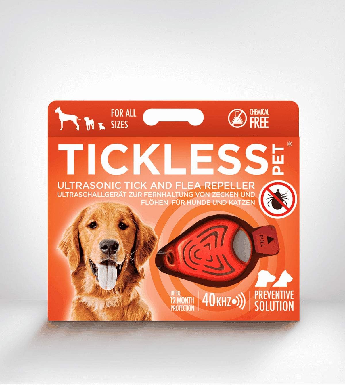 TickLess Ultrasonic Tick and Flea Repellent Pet Device, Orange