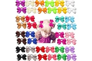 CÉLLOT 40Pcs Boutique Hair Bows Elastic Ties Kids Children Rubber Bands Ponytail Holders Hair Bands For Baby Girls Teens Toddlers in Pairs