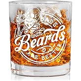 WTOGQ Dad Gifts Whiskey Glass, Dads With Beards Are Better Gifts for Present Father's Day Birthday Old Fashioned Rocks Glasses, Funny Skull Beer Best Dad Ever WhiskeyGifts for Him, 10 Oz