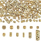 PH PandaHall 120PCS Antique Golden Beads, 12 Styles Tibetan Metal Alloy Tube Spacers Column Spacer Loose Beads Jewelry Spacers for DIY Summer Bracelet Necklace Earring Jewelry Making Supplies