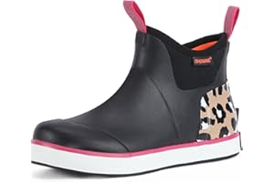 Showave Kid's Rain Boots Girl's Deck Boots Waterproof Boy's Rain Boot Non Slip Neoprene Rubber Boot Ankle Mud Booties