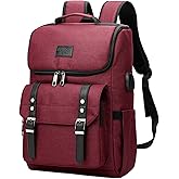 YALUNDISI Vintage Backpack Travel Laptop Backpack with usb Charging Port for Women & Men College Backpack Fits 15.6 Inch Laptop Red