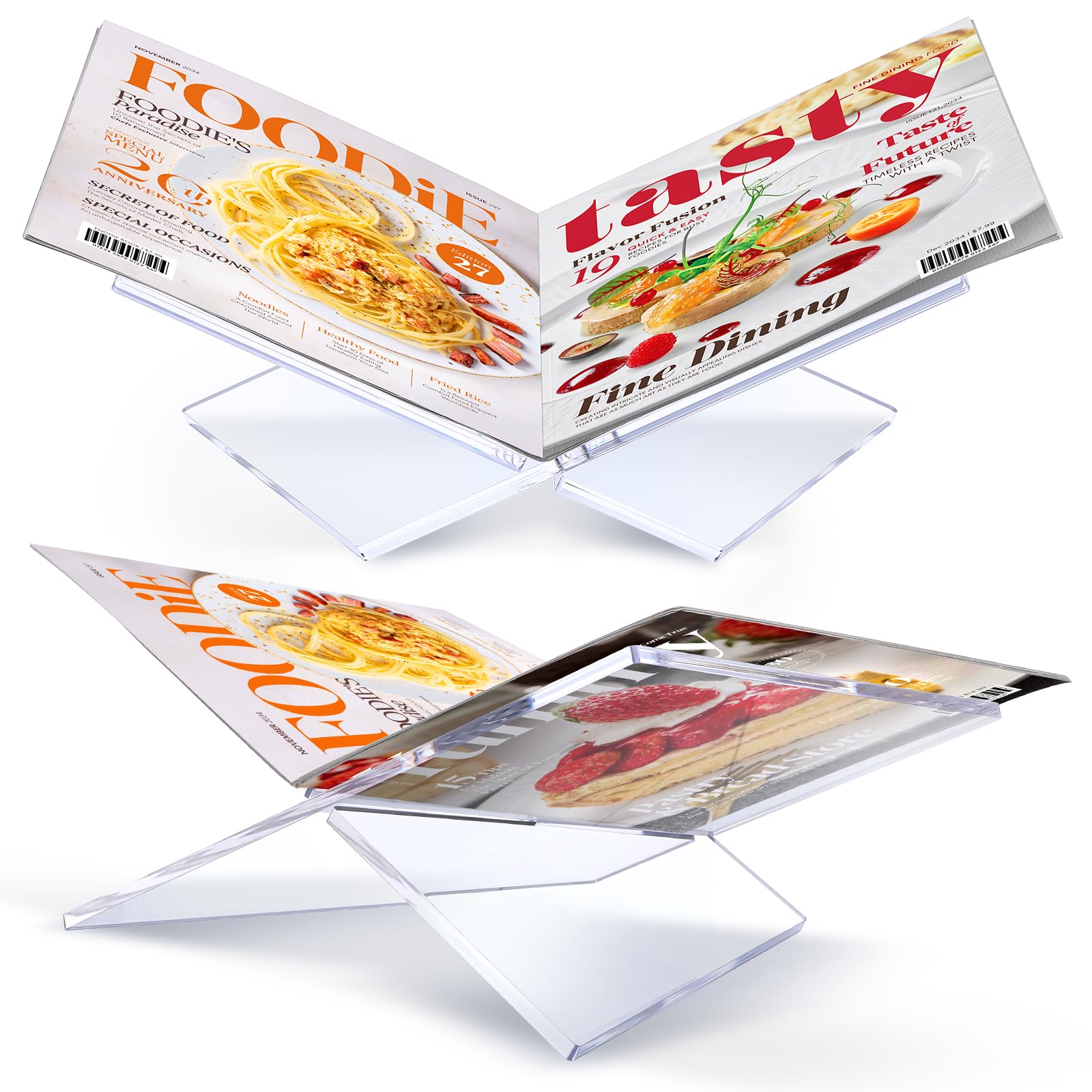 Photo 1 of MBAIYO Large Acrylic Clear Book Stand, 13.8" x 9.9" x 5.5" Acrylic Clear Book Holder Display Bible Stand Bookstand for Display and Reading Cookbooks Bibles Art Magazines Stands for Home and Office