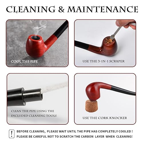 Tobacco Pipe Handmade Smoking Pipe with Smoking Accessories including Pipe  Bit, 3-in-1 Scraper, Pipe Filter, Cork Knocker, Metal Pipe Screen Ball and  Delicate Gift Box in Saudi Arabia