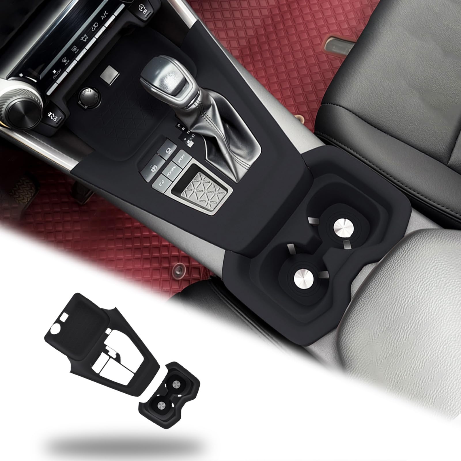 Photo 1 of Silicone pad for Central Control for Toyota Rav4 2025 2024 2023 2022 2021 2020 2019 Accessories Silicone Protective Cover for Interior Decoration of Gear Shift Cup Coasters (Black)