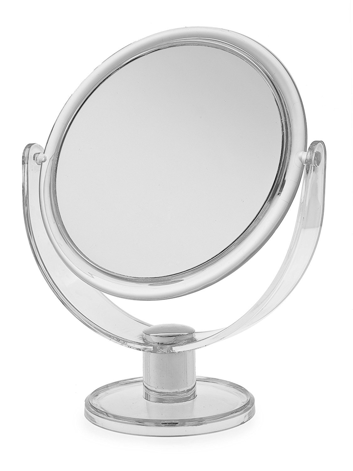 Blue Canyon 1x/2x Magnifying Round Plastic Free Standing Cosmetic Mirror, Small