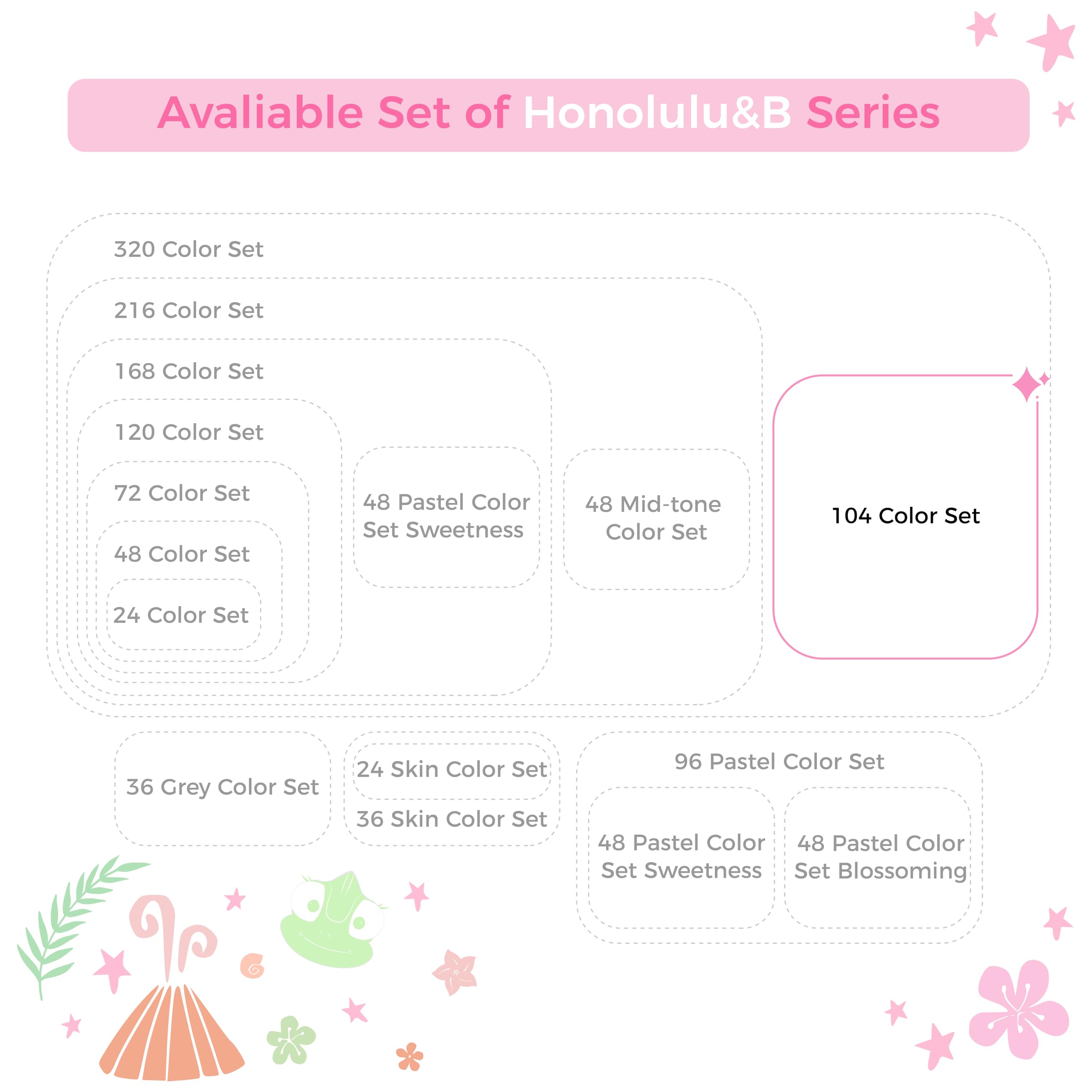 Ohuhu Alcohol Markers Brush Tip- 104-color Double Tipped Alcohol Based Art Marker Set for Artists Adults Coloring Illustration- Honolulu B of Ohuhu Markers- Dual Tip Brush & Fine- Refillable