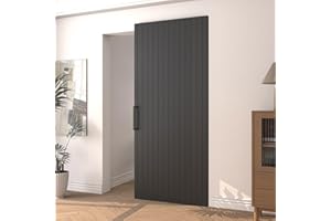 JUBEST 38"x86" Concealed Sliding Barn Door with Soft Close Hardware Kit, Black Hidden Door for Opening 30"-34"x84", Waterproof and Modern, Smooth Sliding, for Interior Using, Widely Used