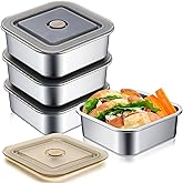 Blushtier 4 Pack 43oz Large Stainless Steel Sandwich Containers with Lids, Leak-proof Reusable Lunch Boxes, Meal Prep Bento Box, Food Storage Containers for Snacks & Fruits, Dishwasher Safe, 1300 ml