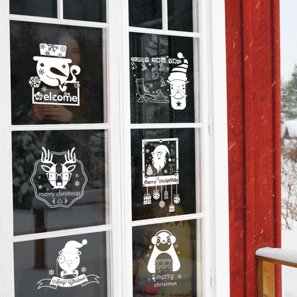 IBEILLI Wall Sticker 4 Pack Wallpaper Removable Big Window Glasses Clings Decal for Christmas New Year(4 Pack)