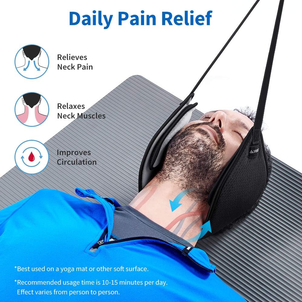 VOKKA Neck Traction Hammock for Neck Pain Relief, Head Hammock with Durable Elastic Safety Cords & Adjustable Straps, Cervical Traction Device/Stretcher for Muscle Relaxation & Physical Therapy: Health & Personal Care