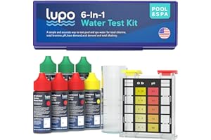LUPO GLOBAL Lupo 6-in-1 Pool Test Kit | Pool Testing Kit for Residential Swimming Pools & Spas for Testing Total Chlorine, Total Bromine, pH, Base Demand, Acid Demand & Total Alkalinity Quick & Accurate Testing