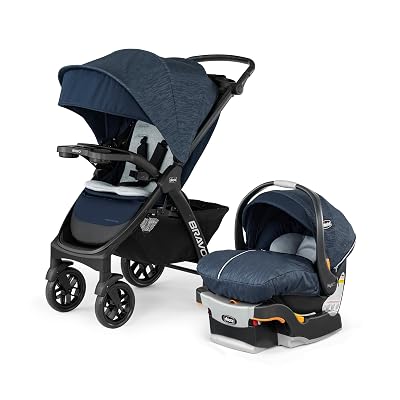Chicco Bravo® LE Trio Travel System, Bravo® LE Quick-Fold Stroller with KeyFit® 30 Zip Infant Car Seat, Car Seat and Stroller Combo | Harbor