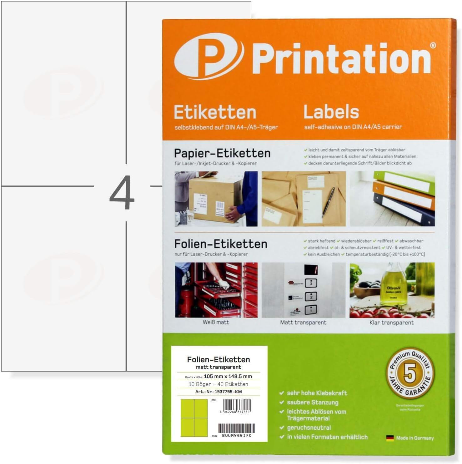 Etiquetas 105 X 148 5 Mm Resistentes A La Intemperie Transparentes Mate Sobre Hojas Din 2 X 2 Unidades Pagina 40 Etiquetas De 105 X 148 5 Autoadhesivas Imprimibles Con Impresora Laser 10 Amazon Es Oficina Y Papeleria