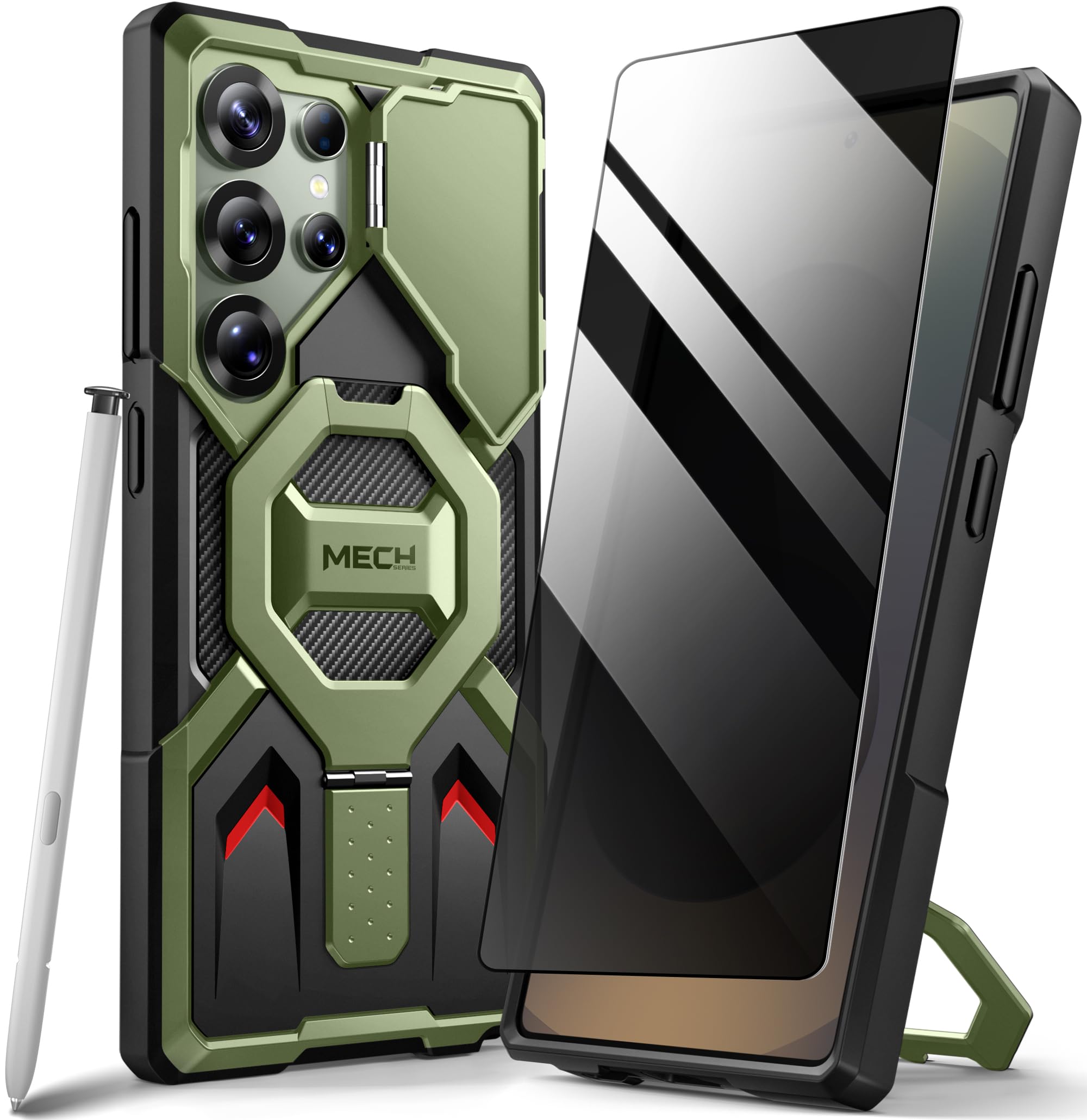 Photo 1 of TONGATE for Samsung Galaxy S24 Ultra Case Compatible with MagSafe, [Ring Stand & Camera Cover Kickstand] Drop Shockproof Rugged Protection Phone Case for S24 Ultra with Screen Protector 6.8", Green