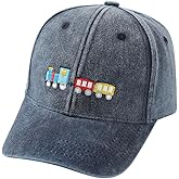 Cute Train Vehicle Embroidered Kids Baseball Caps Adjustable Cotton Washed Toddler Sun Hat Vintage Cowboy Hat