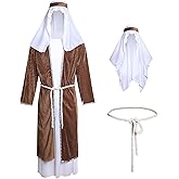 Colonghsou Jesus Costume Christmas Adult Joseph Cosplay Halloween Costumes for Men Shepherd Robe Outfit Nativity Set
