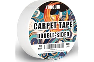 YONGJIN Double Sided Carpet Tape - Heavy Duty Rug Tape Gripper for Hardwood Floors No Damage, Secures Area Rugs, Laminate & Tile (2 Inch x 10 Yards)