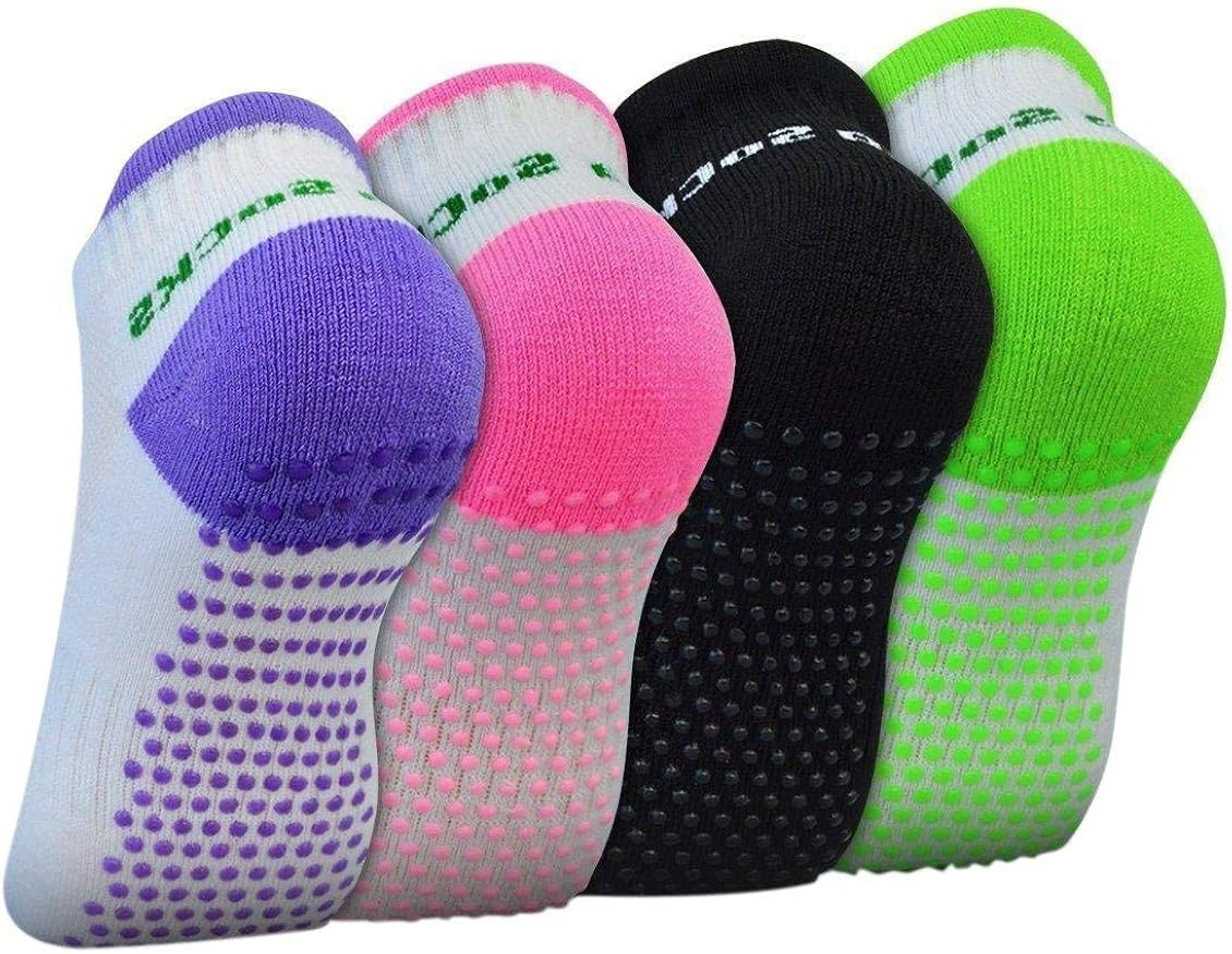 4 Pairs Antislip Yoga Socks, Marrywindix Silicone Dot Cotton Non Slip