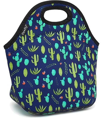 OFEILY Insulated Neoprene Lunch Tote Bag - Waterproof, Reusable Lunch Box With Zip, Blue Diamond Pattern - View #9