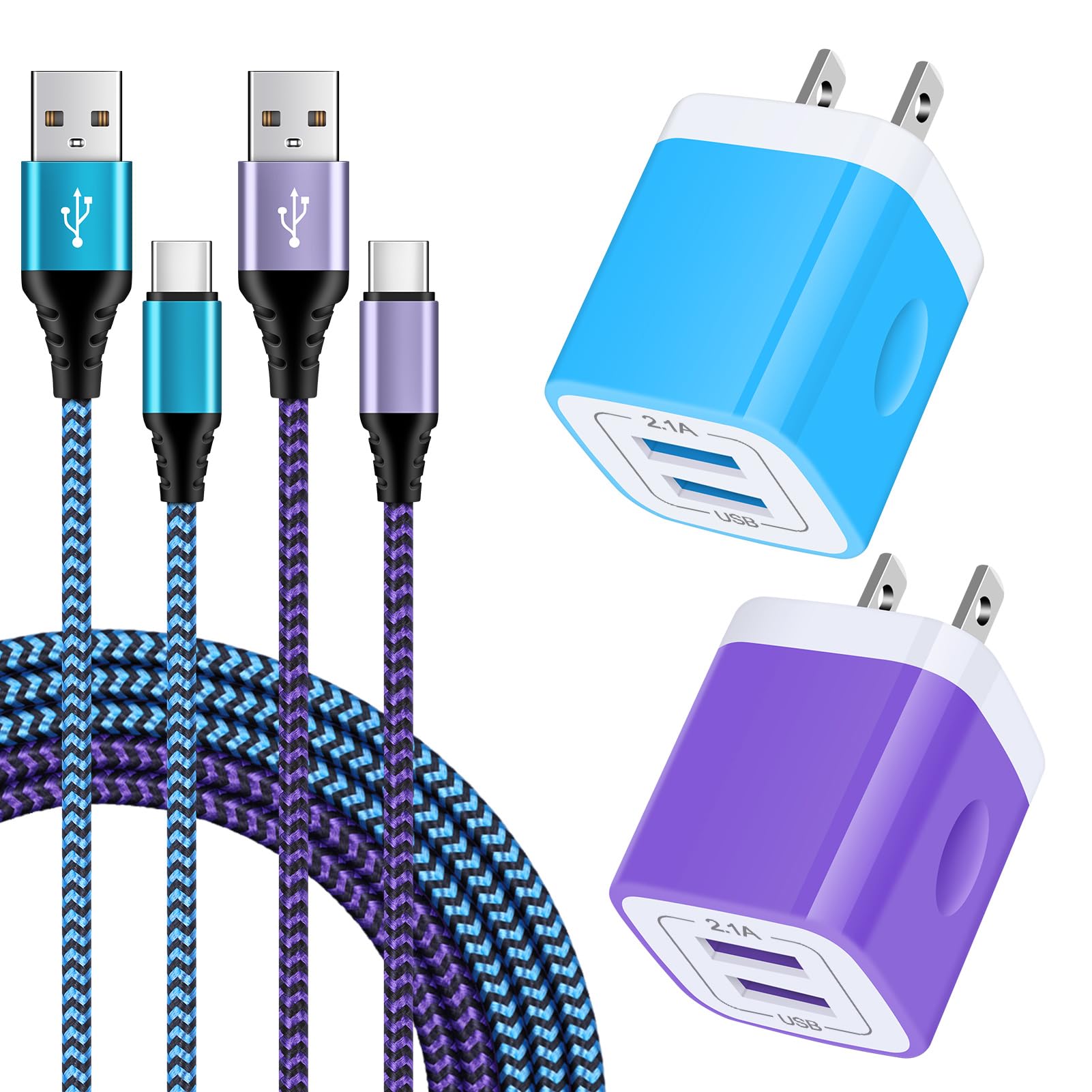 Photo 1 of ONLY BLUE CUBE IN THE BAG -------------------------------------------USB Type C Charger Plug Dual Port Fast Wall Charger Phone Charging Block with 2Pack 6Ft C Cable for Samsung Galaxy S24 S23 S22 S21 S20 A14 A54 A13 A53 A23,iPhone 16 15,Google Pixel 9 8 7