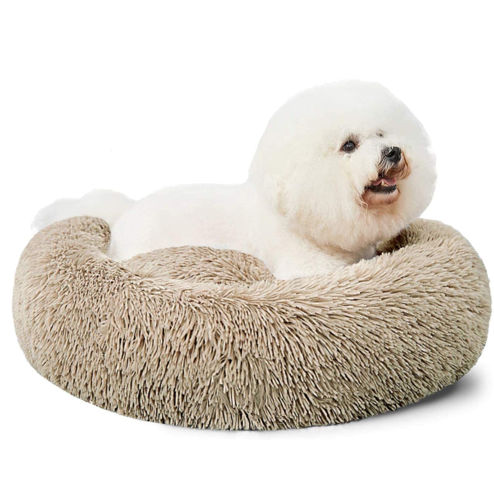 ANWA Dog Beds Calming Donut Cuddler, Puppy Dog Beds Medium Dogs, Fluffy Dog Calming Beds Large,24''