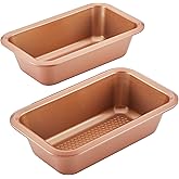 Ayesha Curry Bakeware Nonstick Meatloaf/Loaf Pan Set, Two 9 Inch x 5 Inch, Copper