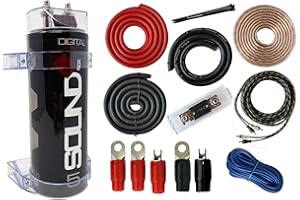 SOUNDBOX 0 Gauge Amp Kit Amplifier Install Wiring & 5 Farad Digital Capacitor, 5000W