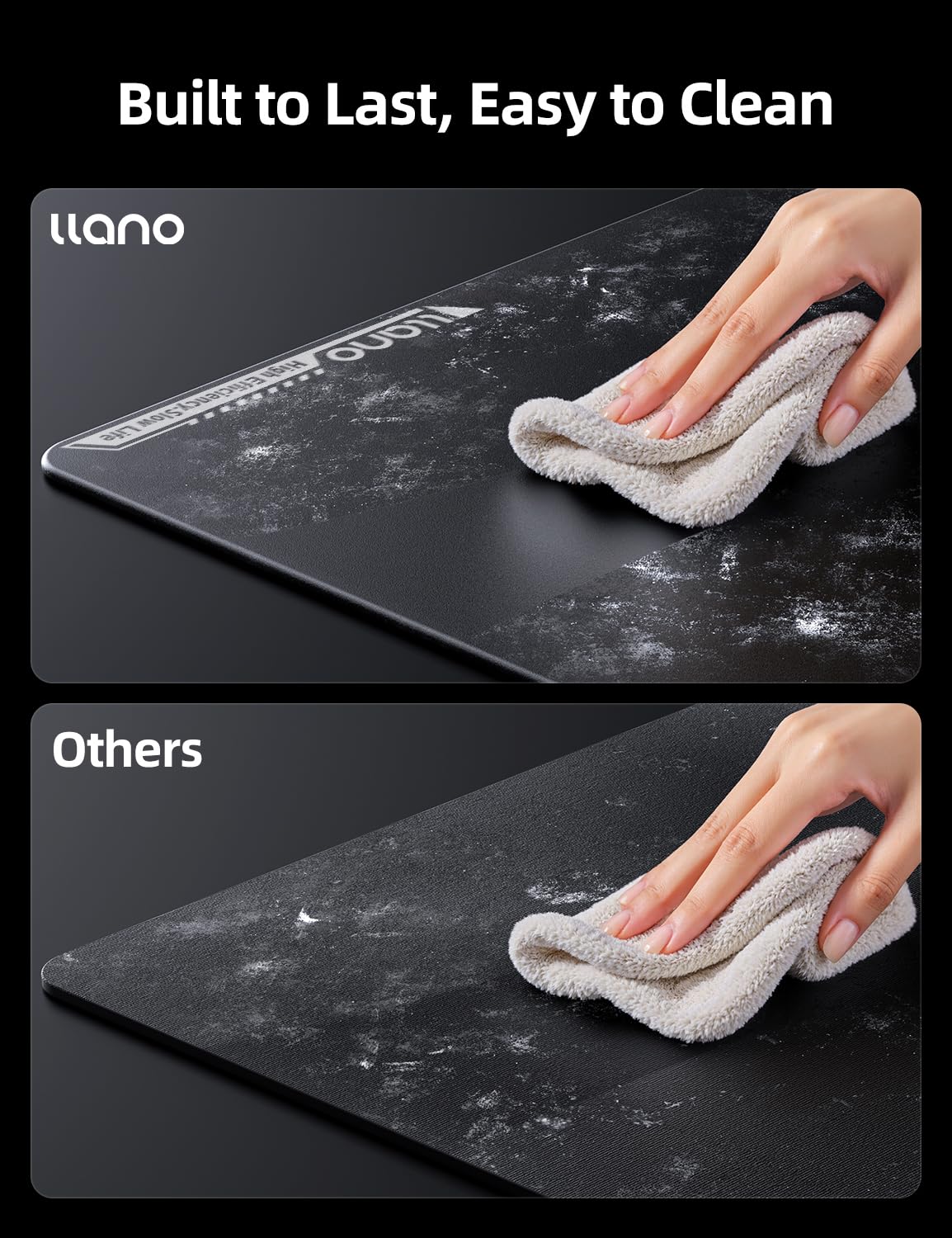 llano MP001 Tempered Glass Gaming Mouse Pad for FPS Gamers, 17.7”x15.8” Large Ultra-Smooth 0.85μm Micro-Etched Surface, 3mm Thick, Non-Slip Base, Compatible with Viper/G502, Large