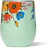 Corkcicle Stemless Insulated Wine Glass Tumbler - Keeps Beverages Cold 6 Hrs Hot 3 Hrs - Stainless Steel - Easy-Grip - Gift for Mom - Great for Mother's Day or Christmas - 12 oz - Mint Lively Floral