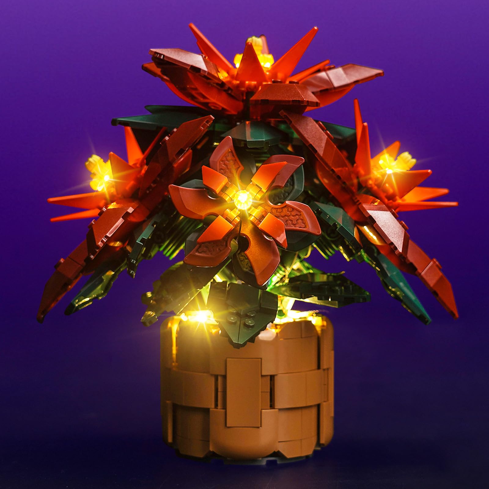 LocoLee Led Light Set Compatible with Lego Poinsettia Led Decoration Lighting Kit Compatible with Lego Icons 10370 Building Blocks Model,Only Lights Set,No Model — image 1
